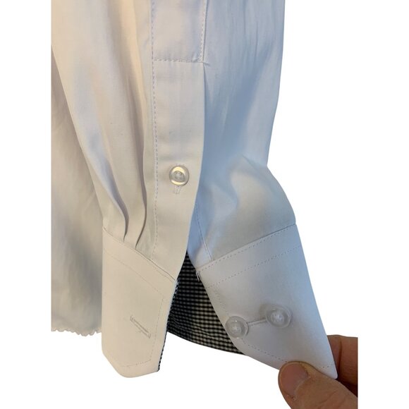 Vitarelli Mens White Dress Shirt 16.5 L Spread Collar Trim Fit Italy RN10518 - Picture 8 of 9